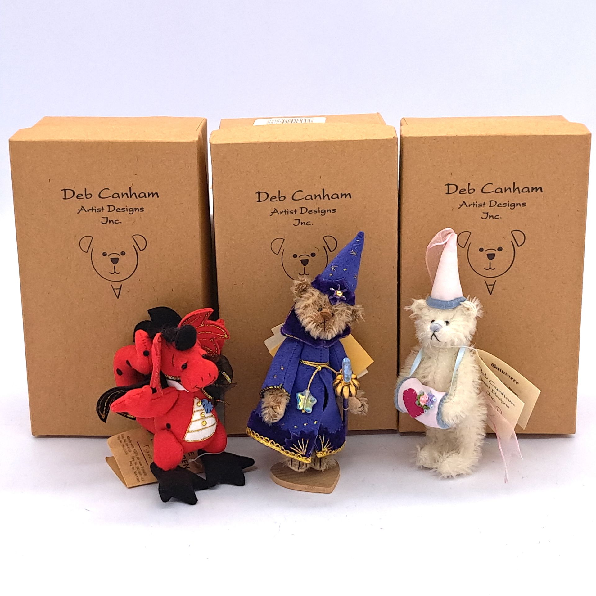 Deb Canham three artist designed miniature teddy bears