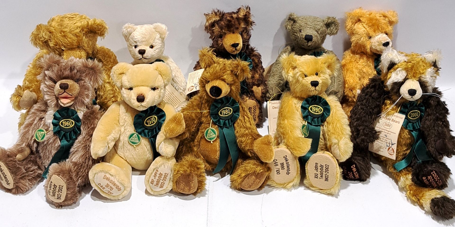 Hermann-Spielwaren set of ten 'Decade Bears'