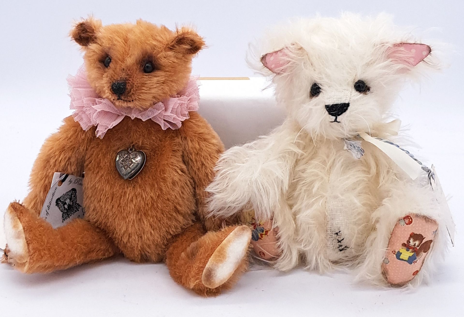 Artist teddy bear pair including Barricane Bears and Ragtail N' Tickle