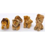 Steiff trio of vintage mohair big cats, plus one other