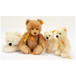 Steiff group of mohair and plush bears