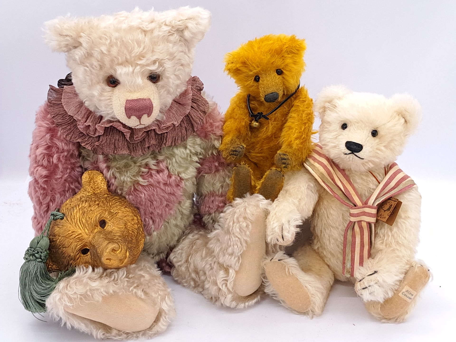 Artist designed teddy bear trio