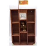 Steiff Historic Miniatures II Display wooden shelving, plus Teddy Baby miniature