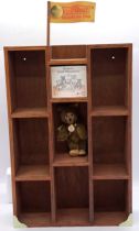 Steiff Historic Miniatures II Display wooden shelving, plus Teddy Baby miniature