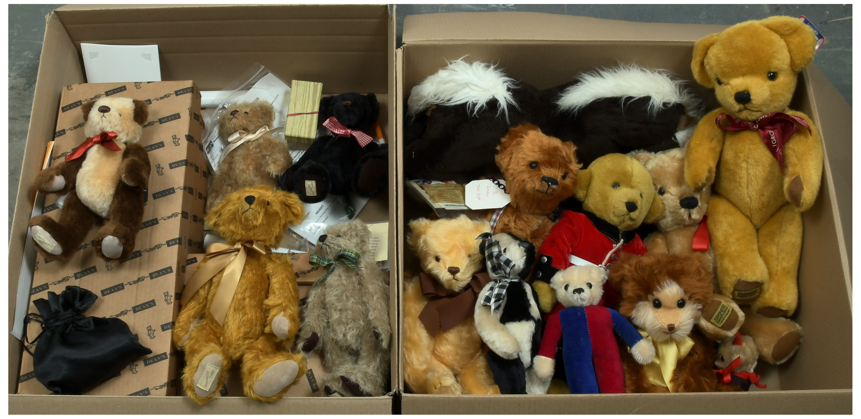 Merrythought and Dean's Rag Book quantity of teddy bears, including Micro Cheeky 