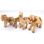 Steiff group of vintage mohair animals, including 2x Pony