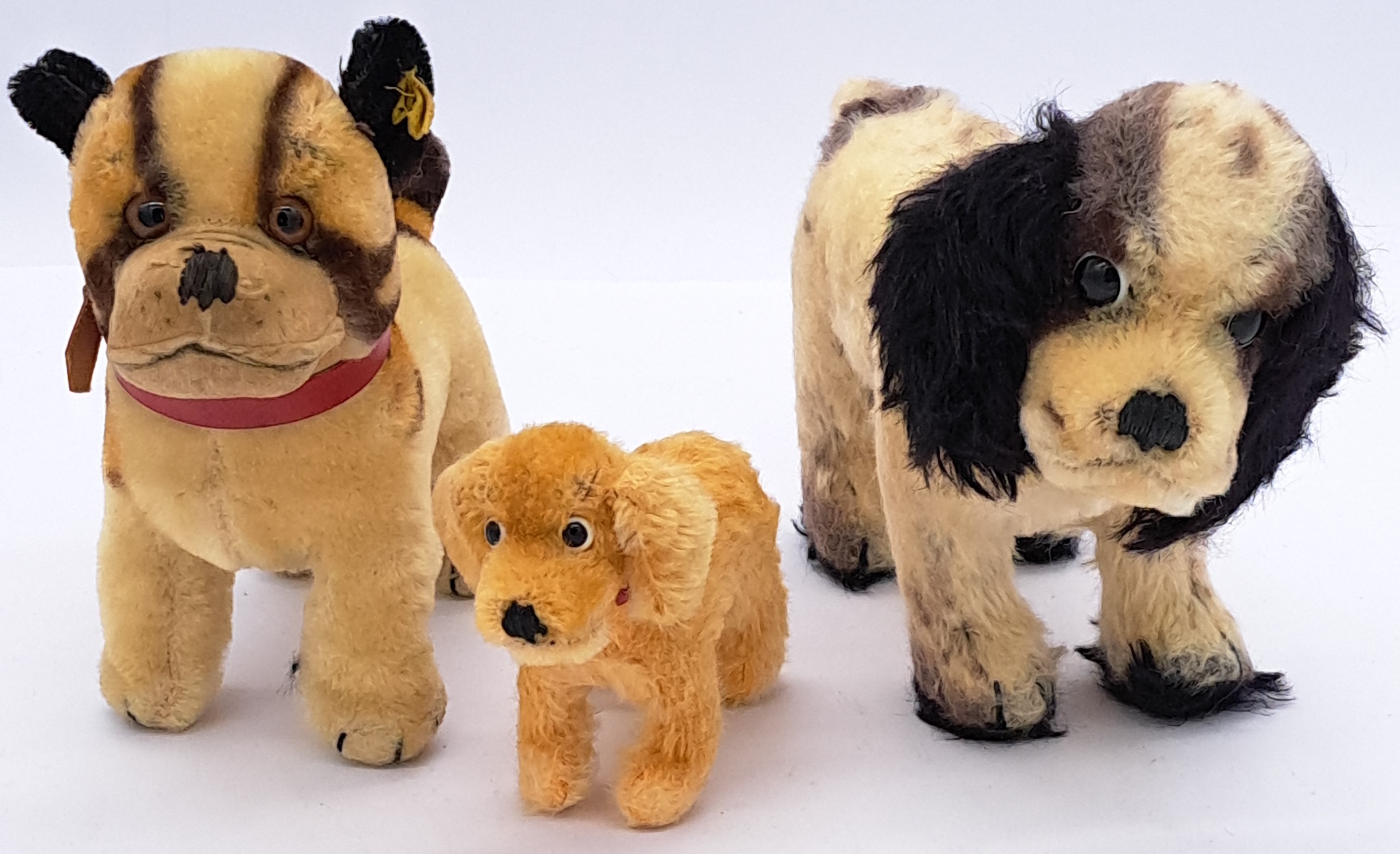 Steiff trio of vintage mohair dogs including Bully