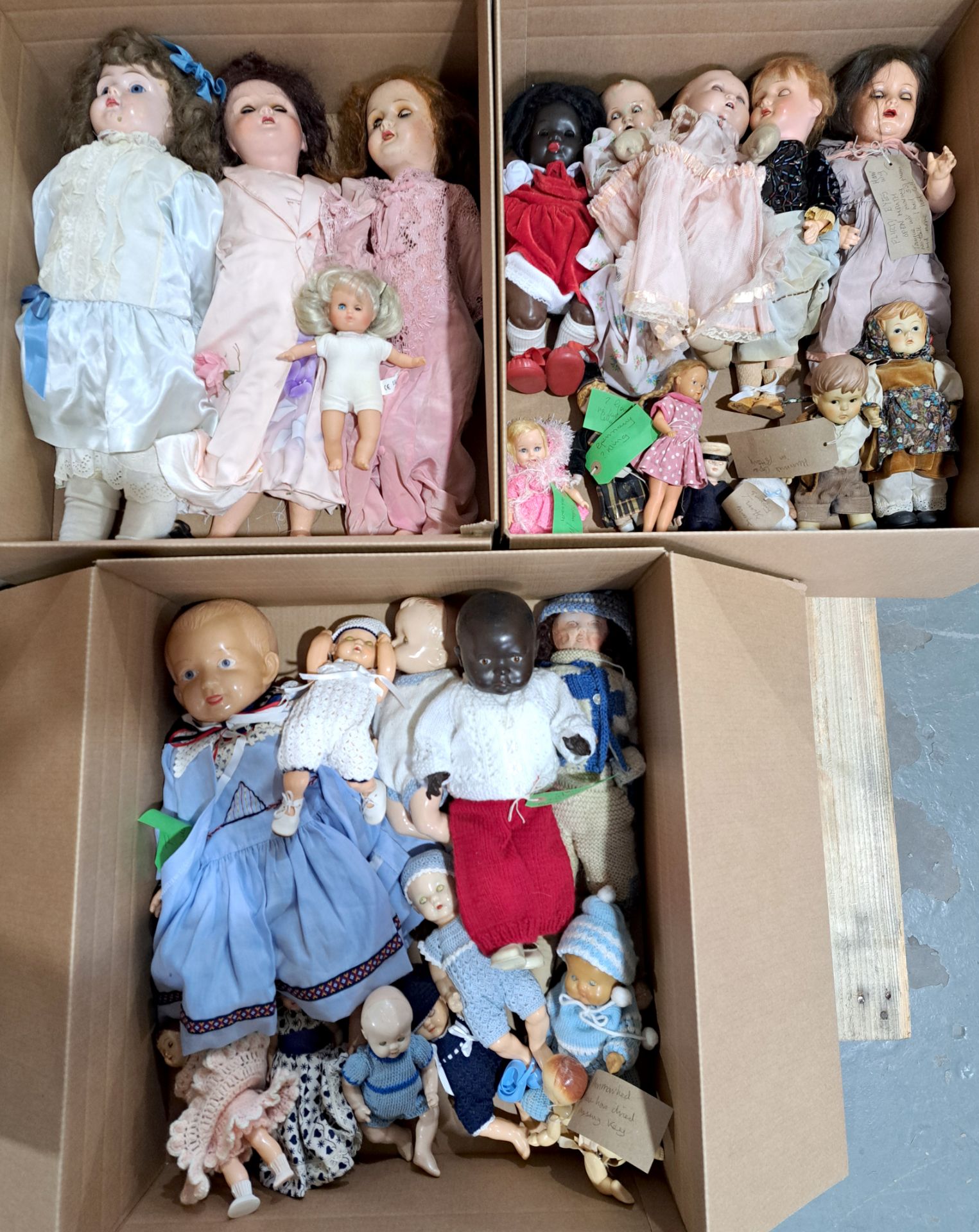 Collection of composition and celluloid dolls