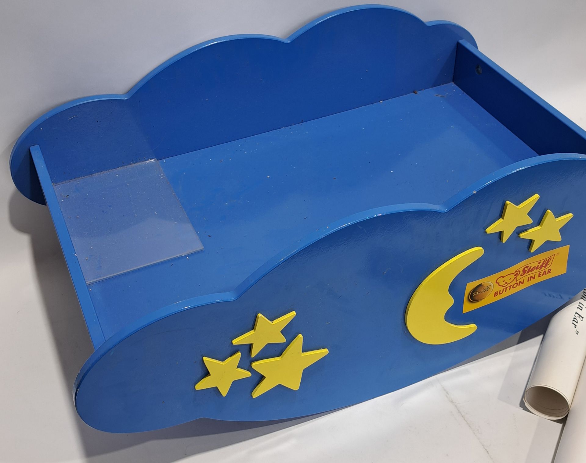 Steiff display cloud rocker, plus wooden display case and Steiff posters - Image 3 of 4