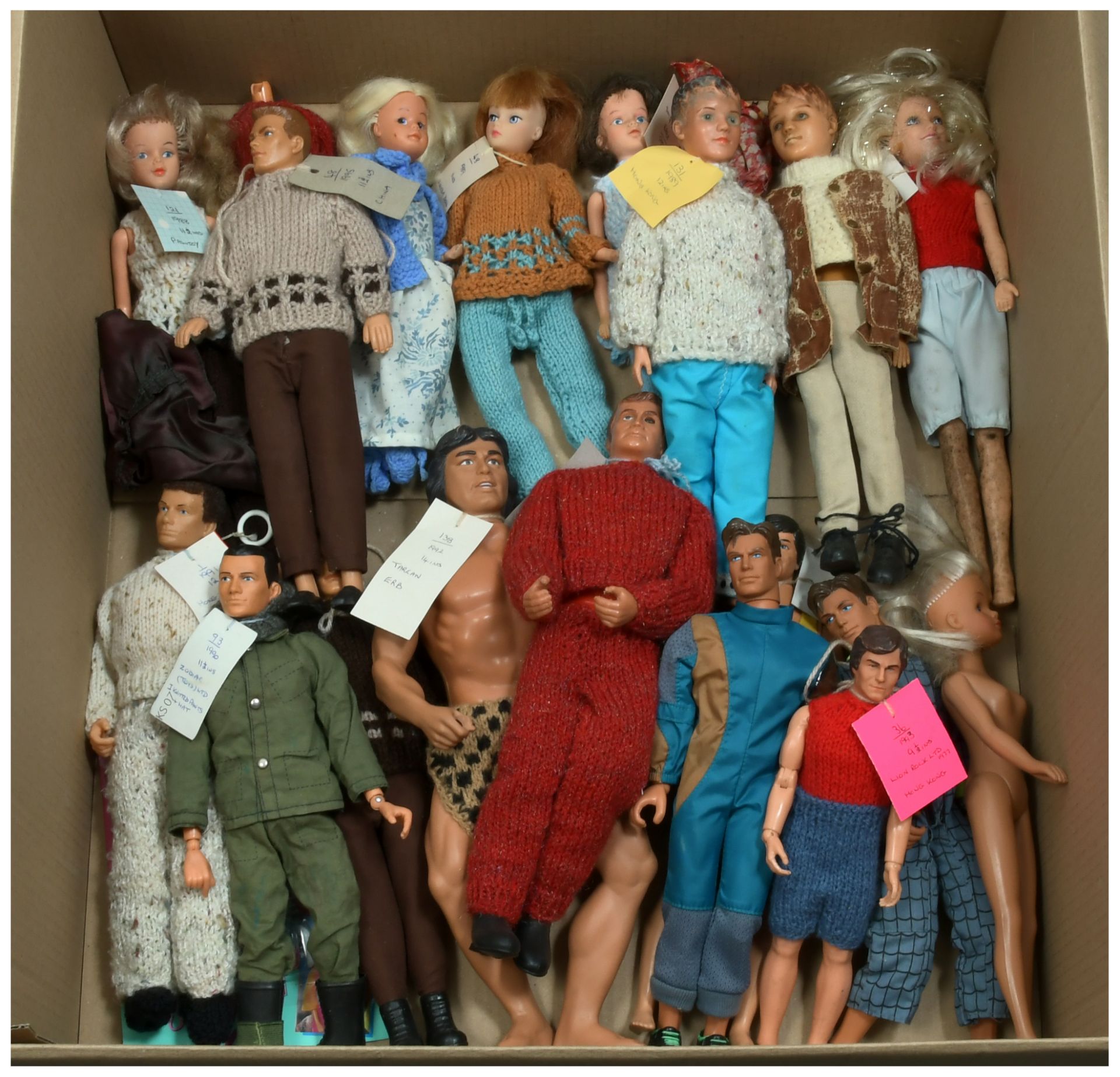 Collection of vintage dolls including Pedigree Sindy Paul dolls and Zodiac Toys