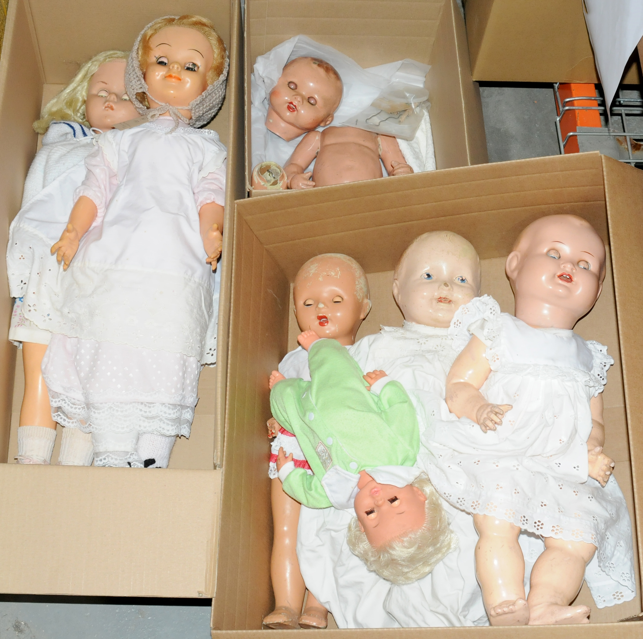 Collection of composition, hard plastic and vinyl dolls