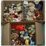 Quantity of plush modern teddy bears including Russ