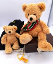 Steiff collection of plush teddy bears, t-shirts, polo shirts and a carabiner keyring