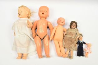 Welsch vintage bisque doll, plus composition baby doll and others