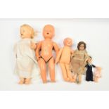 Welsch vintage bisque doll, plus composition baby doll and others