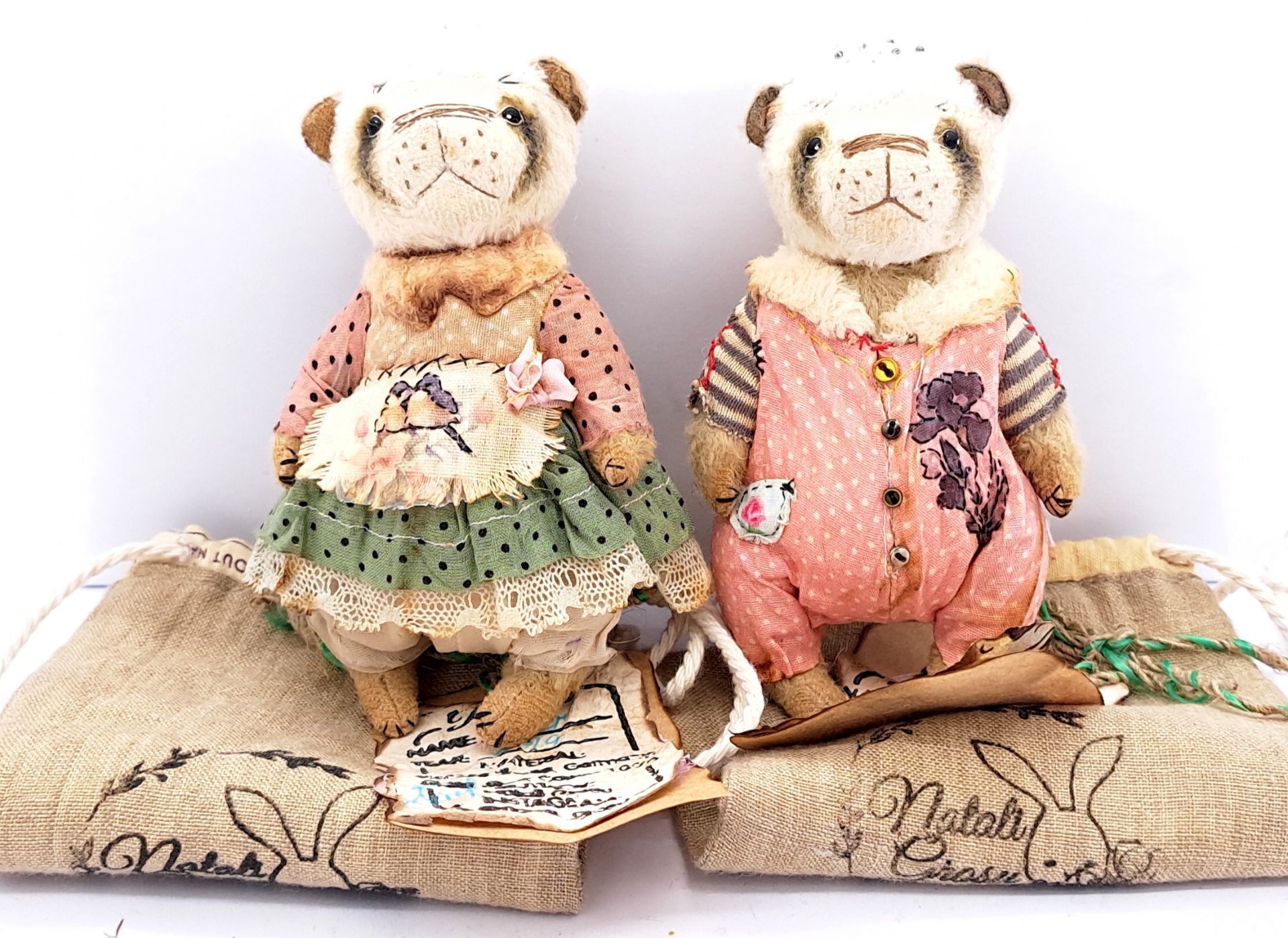 Natali Grosu artist designed pair of miniature teddy bears