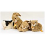 Steiff group of plush rabbits