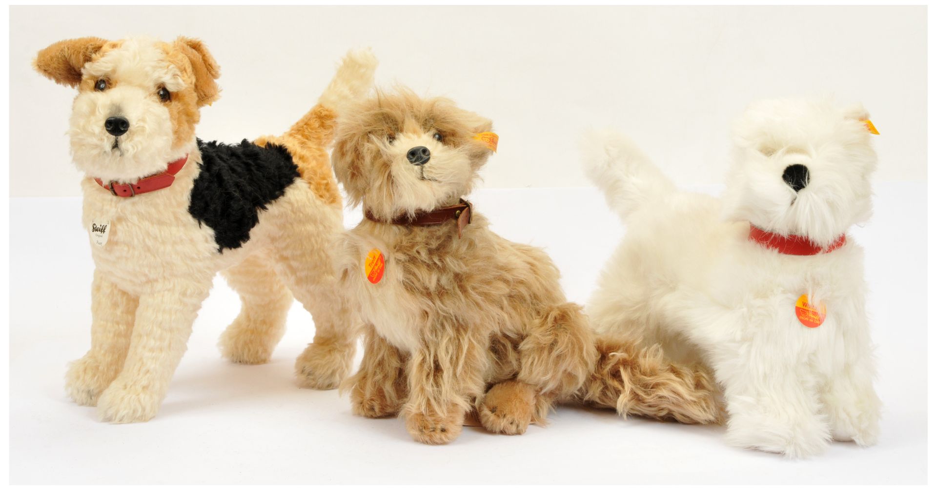 Steiff trio of mohair and plush dogs 