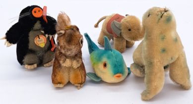 Steiff group of vintage mohair animals