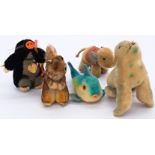 Steiff group of vintage mohair animals