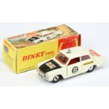 Dinky 205 Ford Cortina Rally Car - off white body, black bonnet, red interior, chrome roof light ...