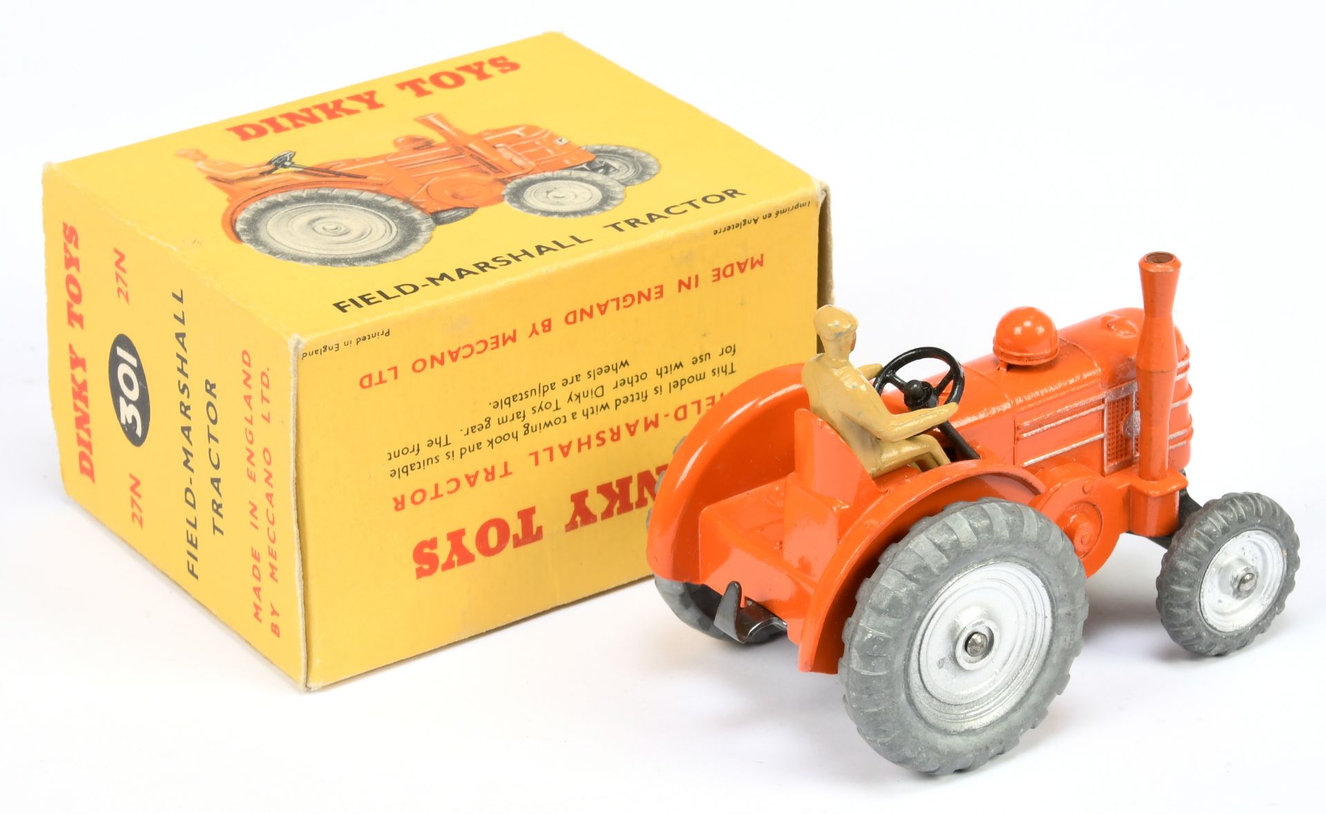 Dinky Toys 301 (27N) Field Marshall Tractor - Orange body, silver trim and hubs, tan figure drive... - Bild 2 aus 2