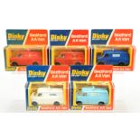 Dinky Toys 410 Bedford Promotional Vans Group Of 5 - (1) "Police" - White, (2) Same But - Dark bl...