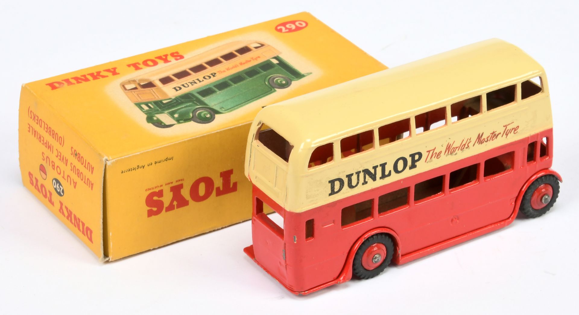 Dinky Toys 290 Doubles Decker Bus (Type 3) "Dunlop" - Two-Tone cream and red including rigid hubs... - Bild 2 aus 2