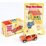 Dinky Toys 350 "Tiny's" Mini Moke from "The Enchanted House" - Orange body, silver trim, cast hub...