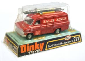 Dinky Toys 271 "Falck Zonen" Ford Transit Van - Red body, white interior and plastic aerial, blac...