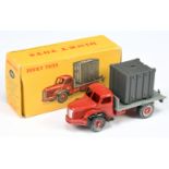 French Dinky Toys 34B Berliet Flat truck With Container - Red cab, chassis and concave hubs, blac...