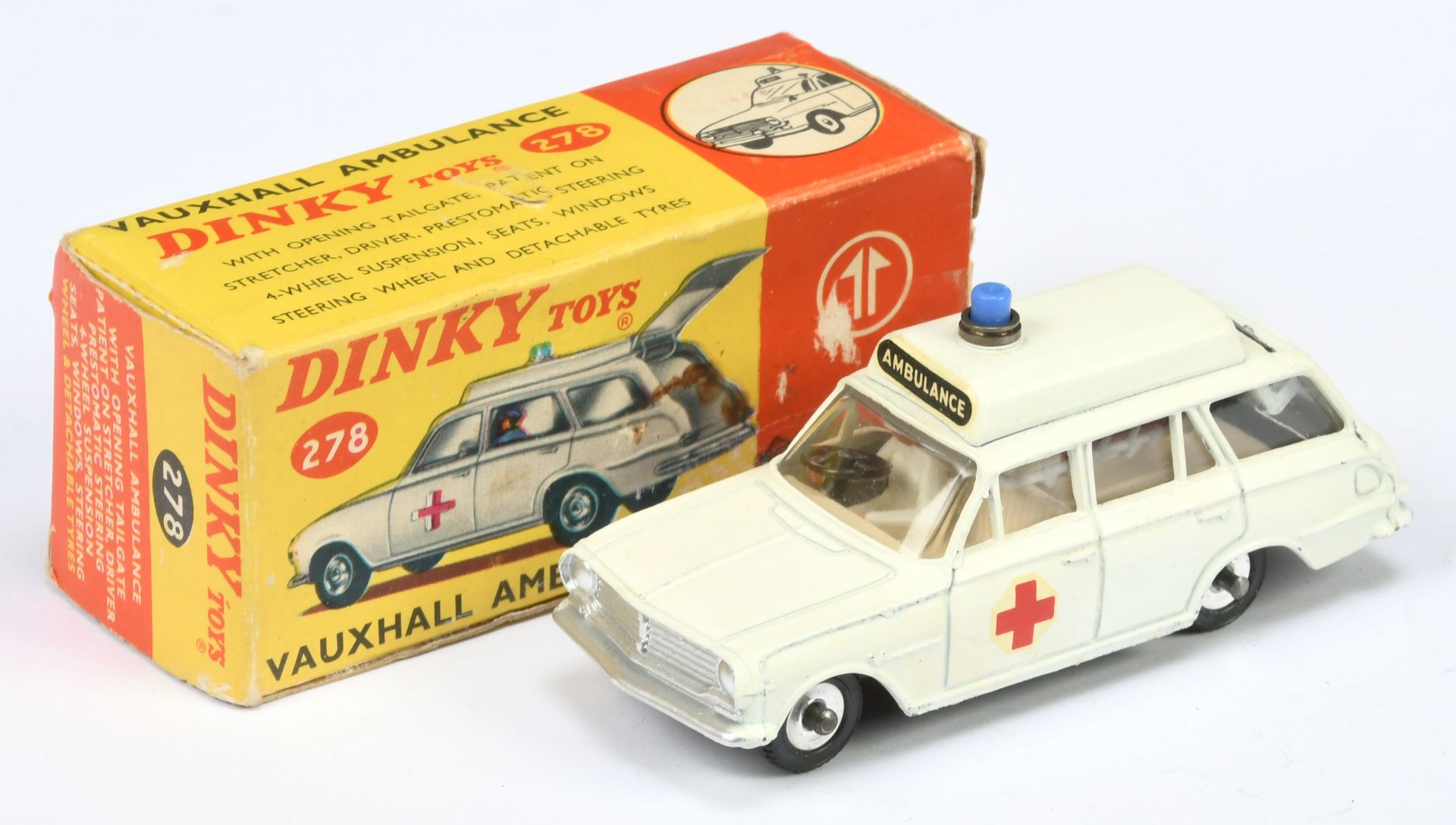 Dinky Toys 278 Vauxhall "Ambulance" Estate Car - White body, cream interior (harder colour to fin...