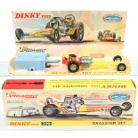 Dinky Toys 370 dragster Set - containing dragster - fluorescent body with yellow plastics, cast h...