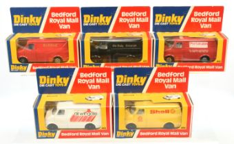 Dinky Toys 410/412 Bedford Promotional Vans  Group Of 5  -  (1) " The Daily Telegraph", (2) "Ribb...