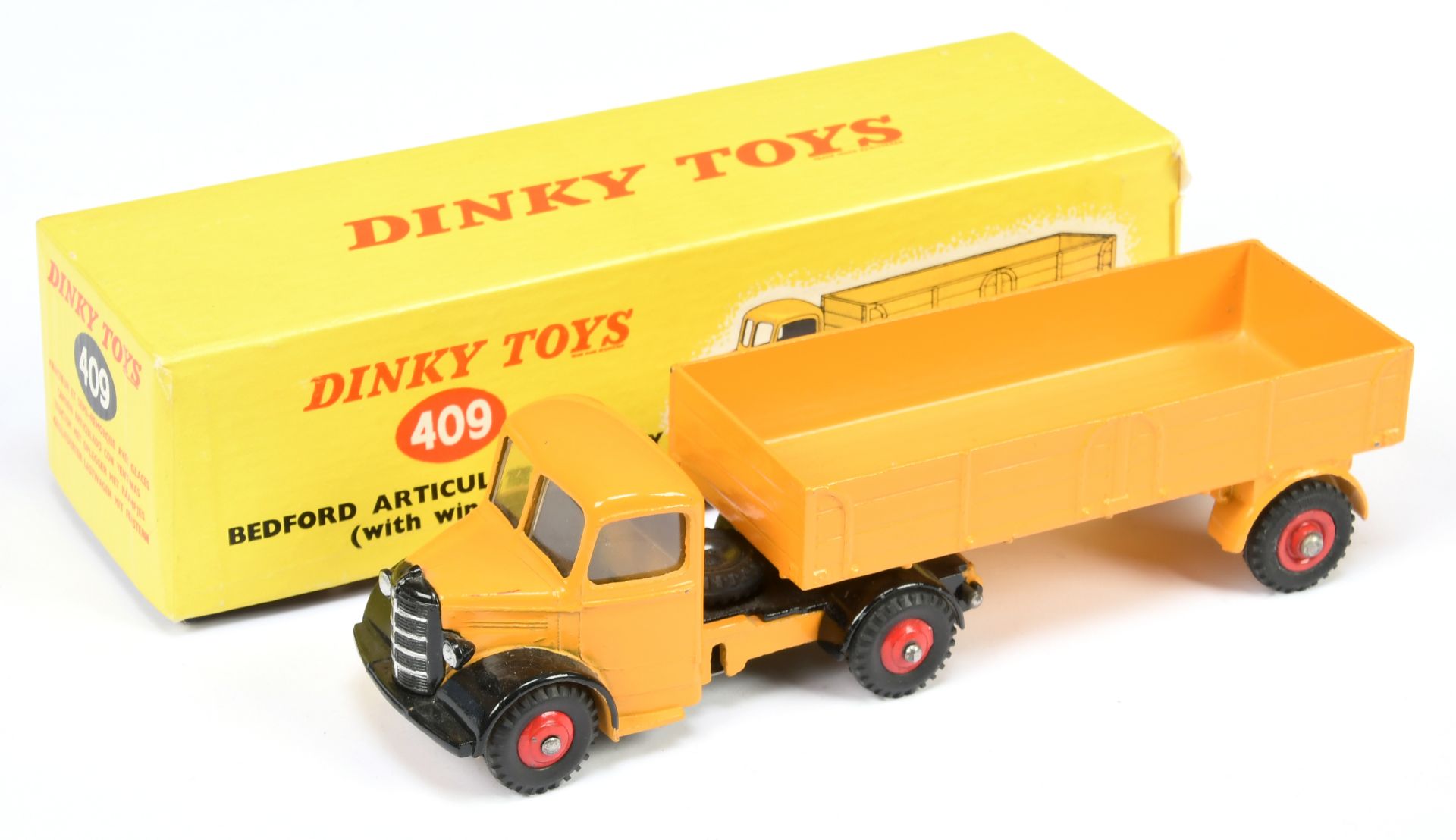 Dinky Toys 409 Bedford Articulated  Lorry - Deep Yellow cab and trailer, black,with windows, red ...