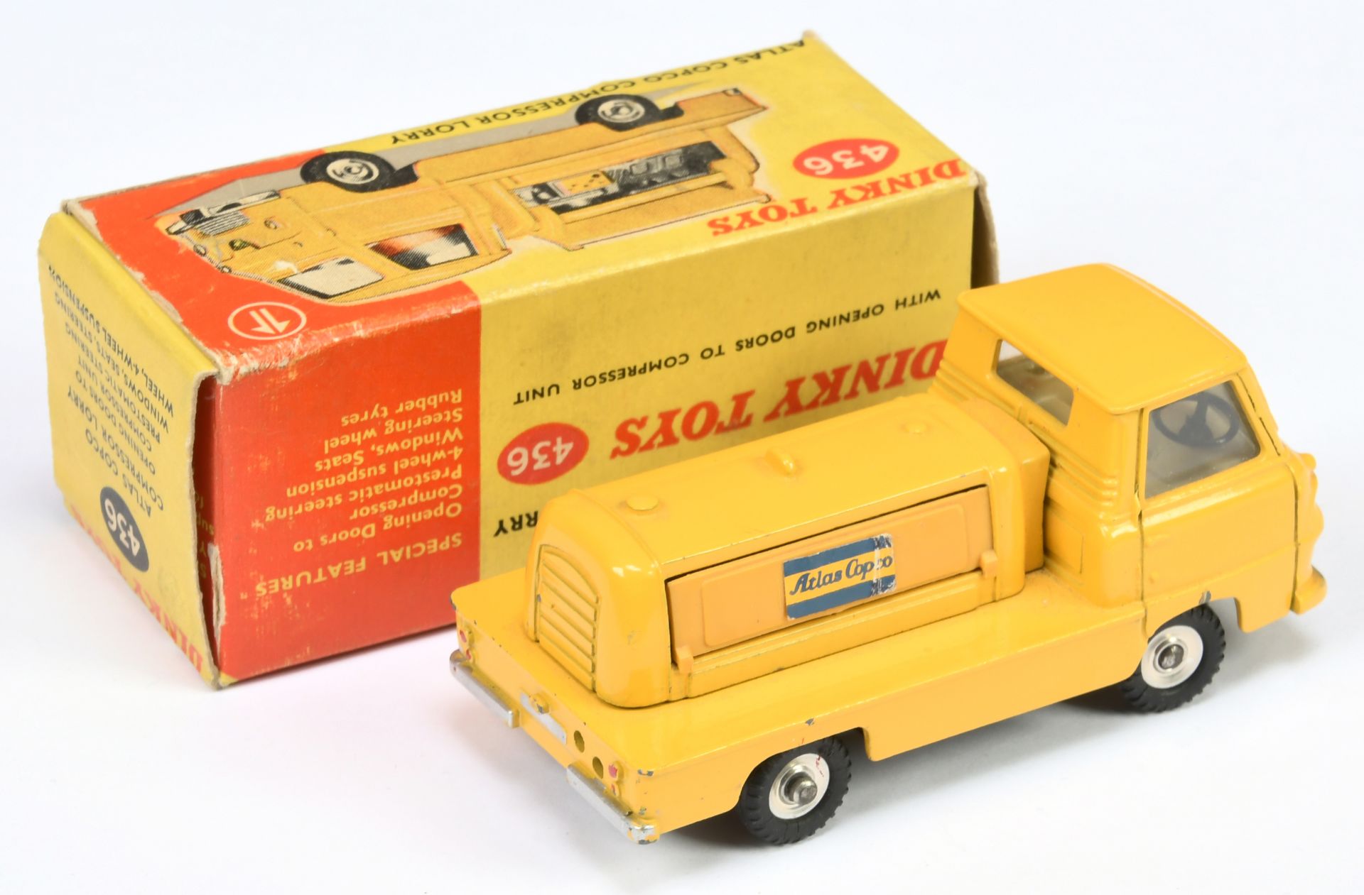 Dinky Toys 436 Atlas Copco Compressor Truck - Yellow body, light beige interior, chrome hubs - Image 2 of 2