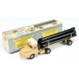 French Dinky Toys 893 Unic Sahara Tractor - Beige cab, Trailer, convex and concave hubs