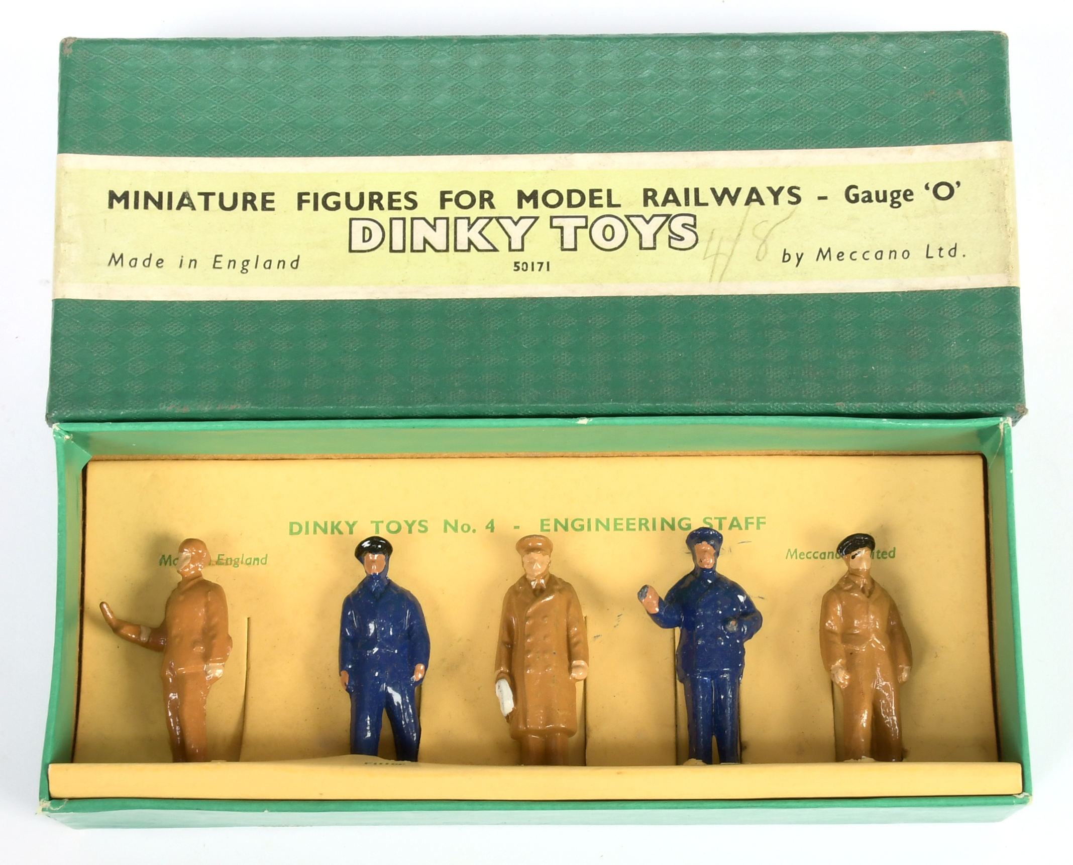 Dinky Toys 004 O Gauge " Engineering staff" Figure Set - Containing 5 pieces - See-Photo 