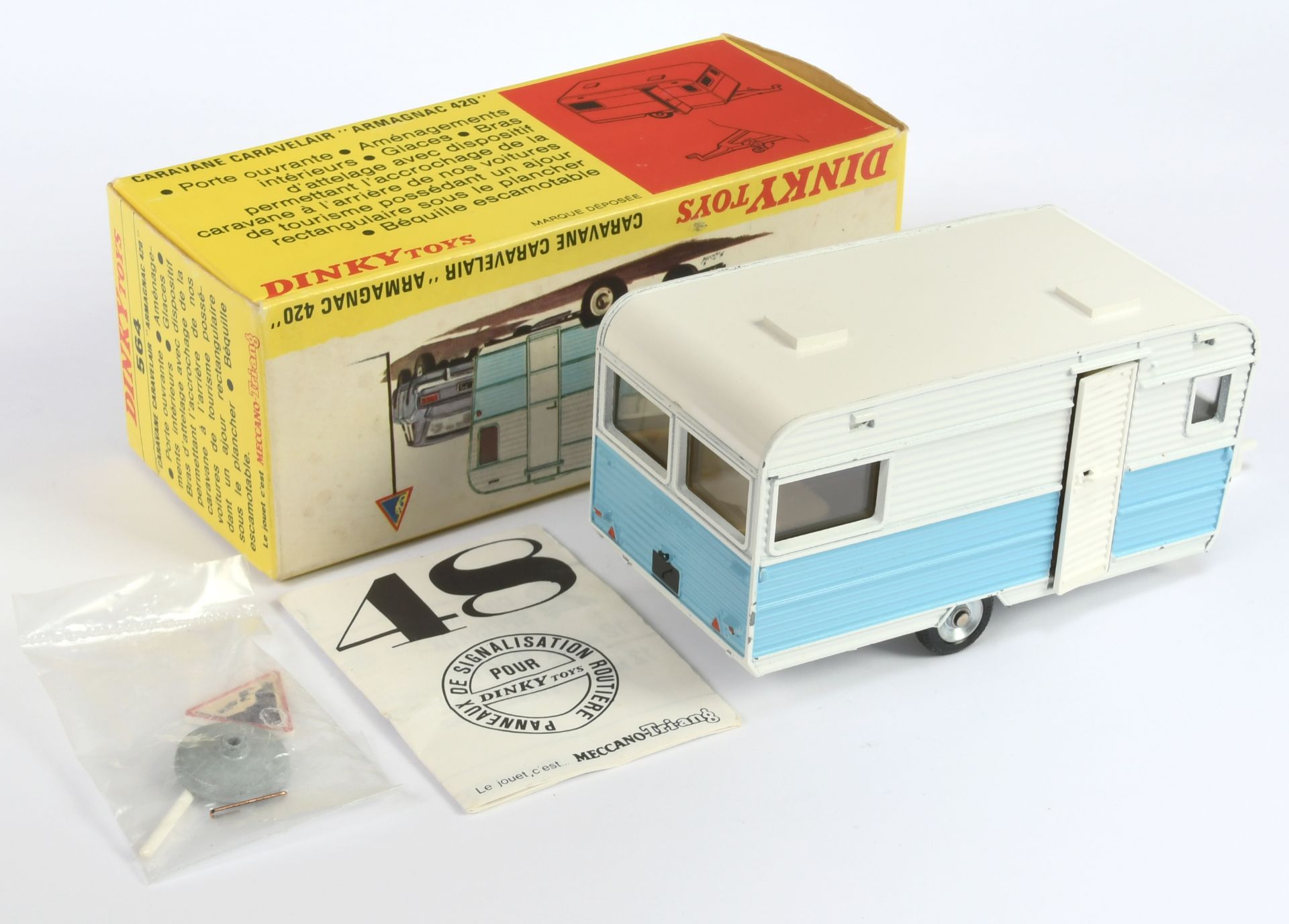 French Dinky Toys 564 Caravane Caravelair - Two-Tone light blue and white including plastic draw ... - Bild 2 aus 2