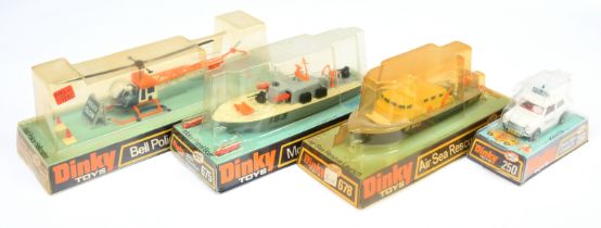 Dinky Toys Group Of 4 - (1) 250 Mini "Police" Car, (2) 675 Motor Patrol Boat, (3) 678 Air Sea Res...