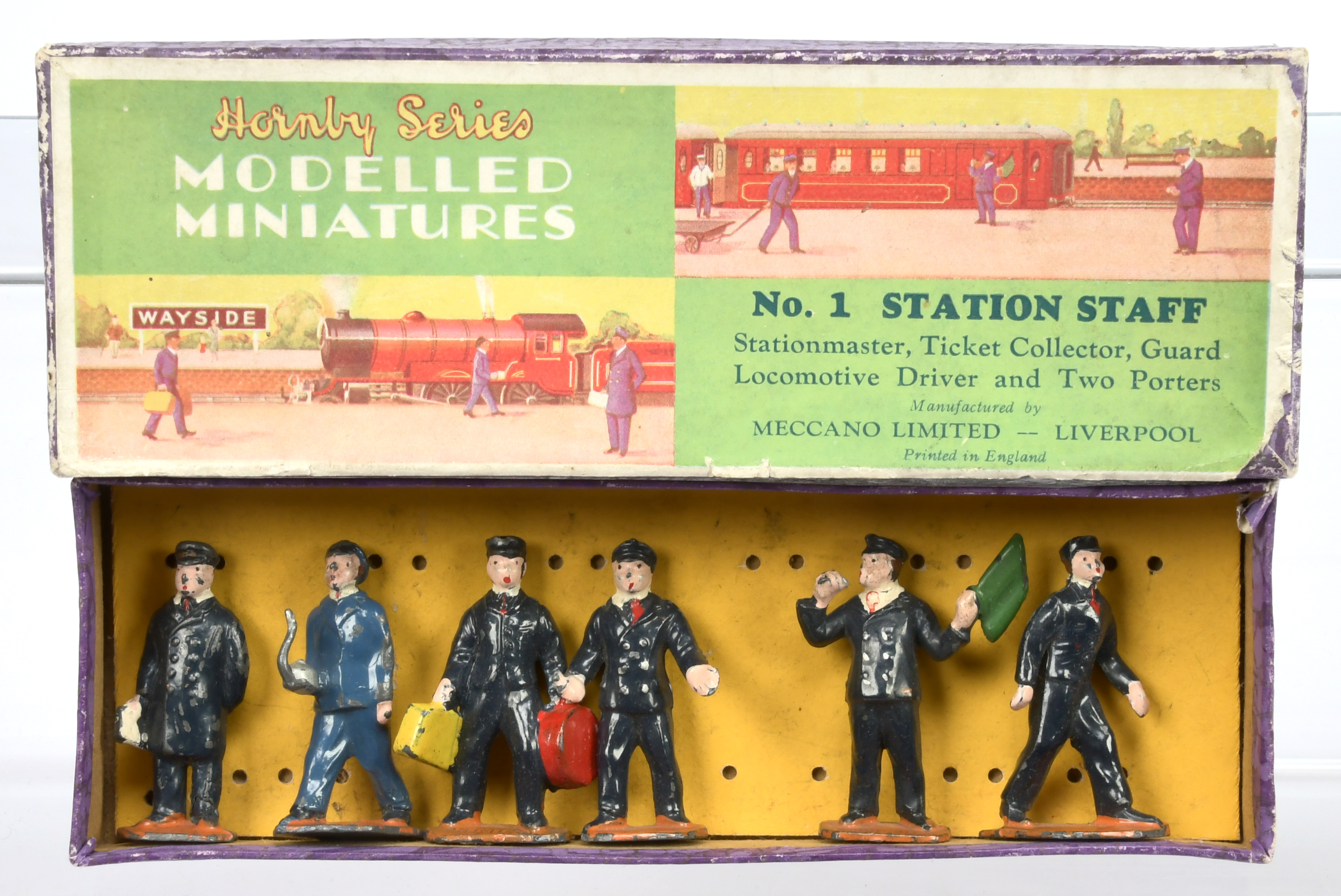 Hornby Series Pre-War Modelled Miniatures 1 "Station Staff" Figure Set - containing 6 pieces See-...