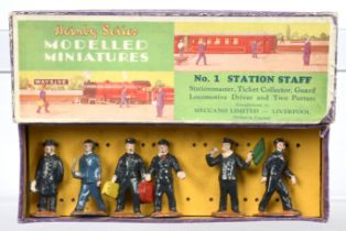 Hornby Series Pre-War Modelled Miniatures 1 "Station Staff" Figure Set - containing 6 pieces See-...