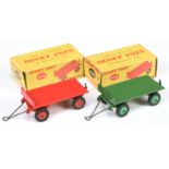 Dinky Toys 429 Trailer A Pair - (1) Green with mid-green rigid hubs, metal tow hook and draw bar ...