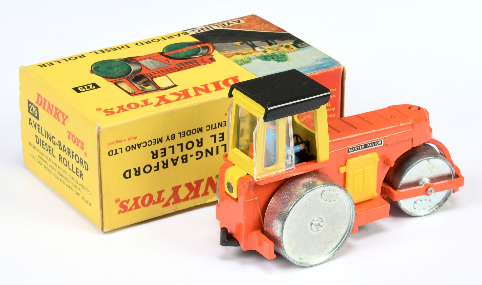 Dinky Toys 279 Aveling Barford Diesel Roller - orange body yellow cab with black roof, yellow pla... - Image 2 of 2