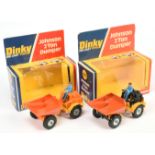 Dinky Toys 430  Johnson 2-Ton Dumper A Pair - (1) Yellow Chassis, orange dumper and plastics, cas...