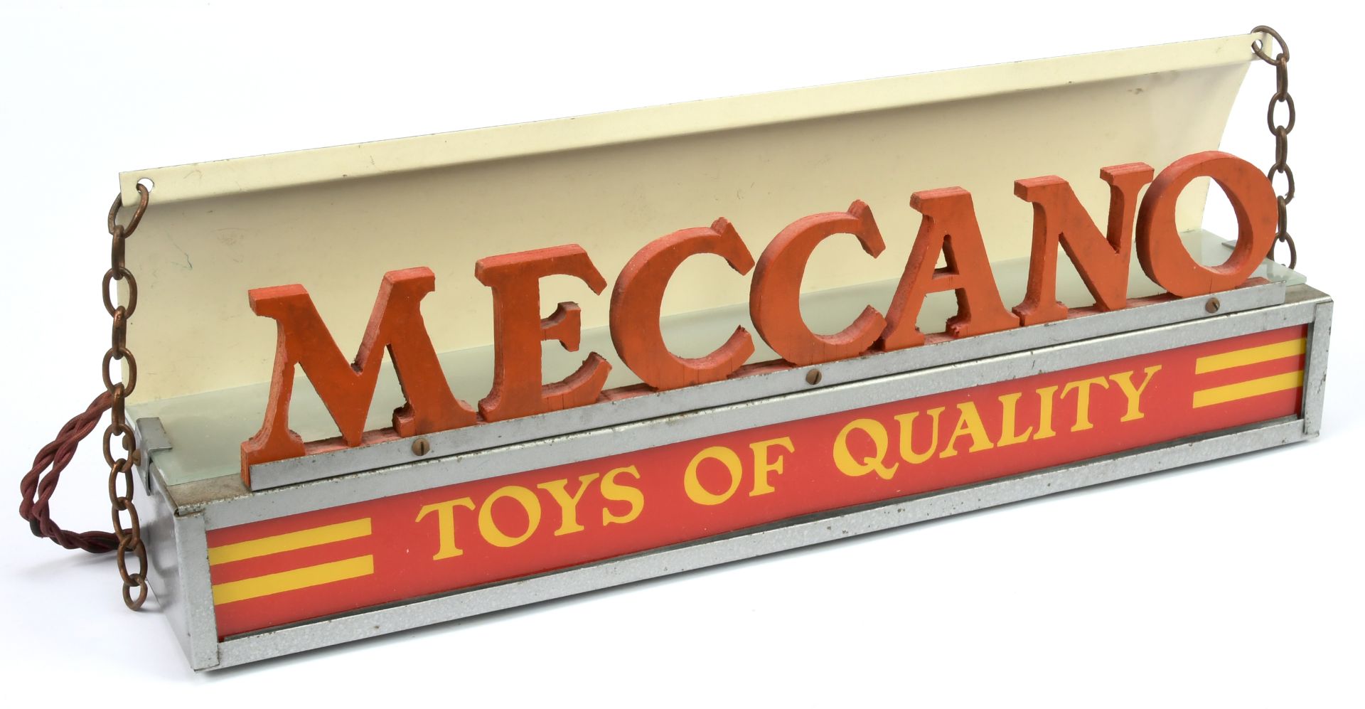 Dinky Tinplate "Meccano toys of Quality " illuminated Hanging Sign - Metal and Tinplate with wood...