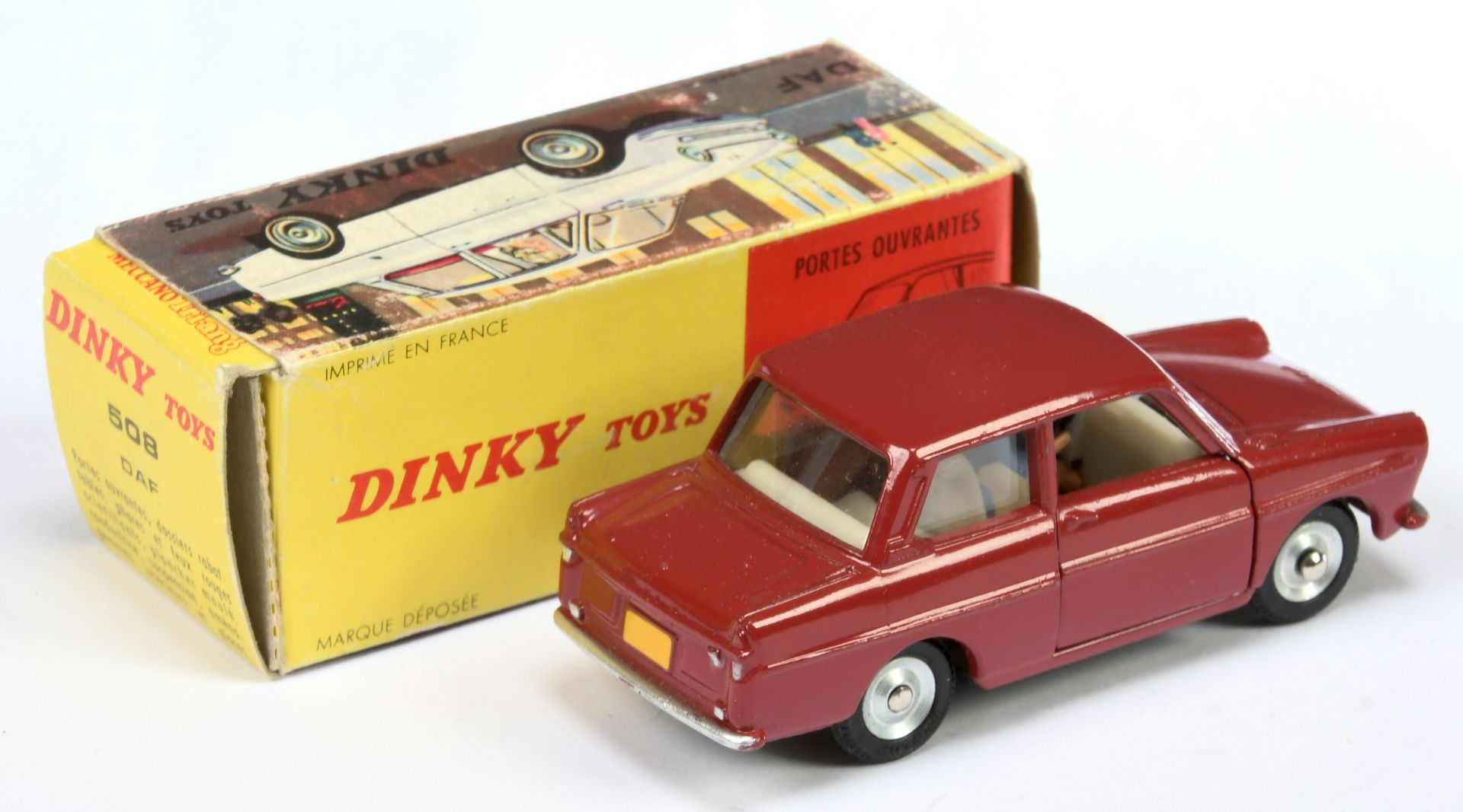 French Dinky Toys  508 DAF City Car - Dark red (maroon), ivory interior with figure, silver trim ... - Bild 2 aus 2