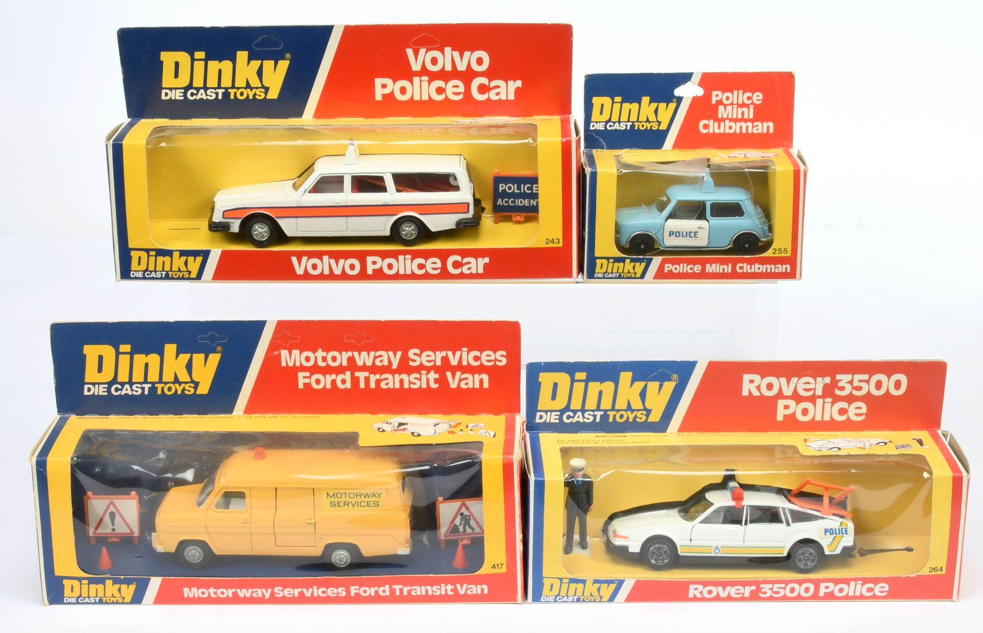 Dinky Toys Group Of 4 To Include (1) 243 Volvo "Police" Car - White, cast hubs with accessories (...