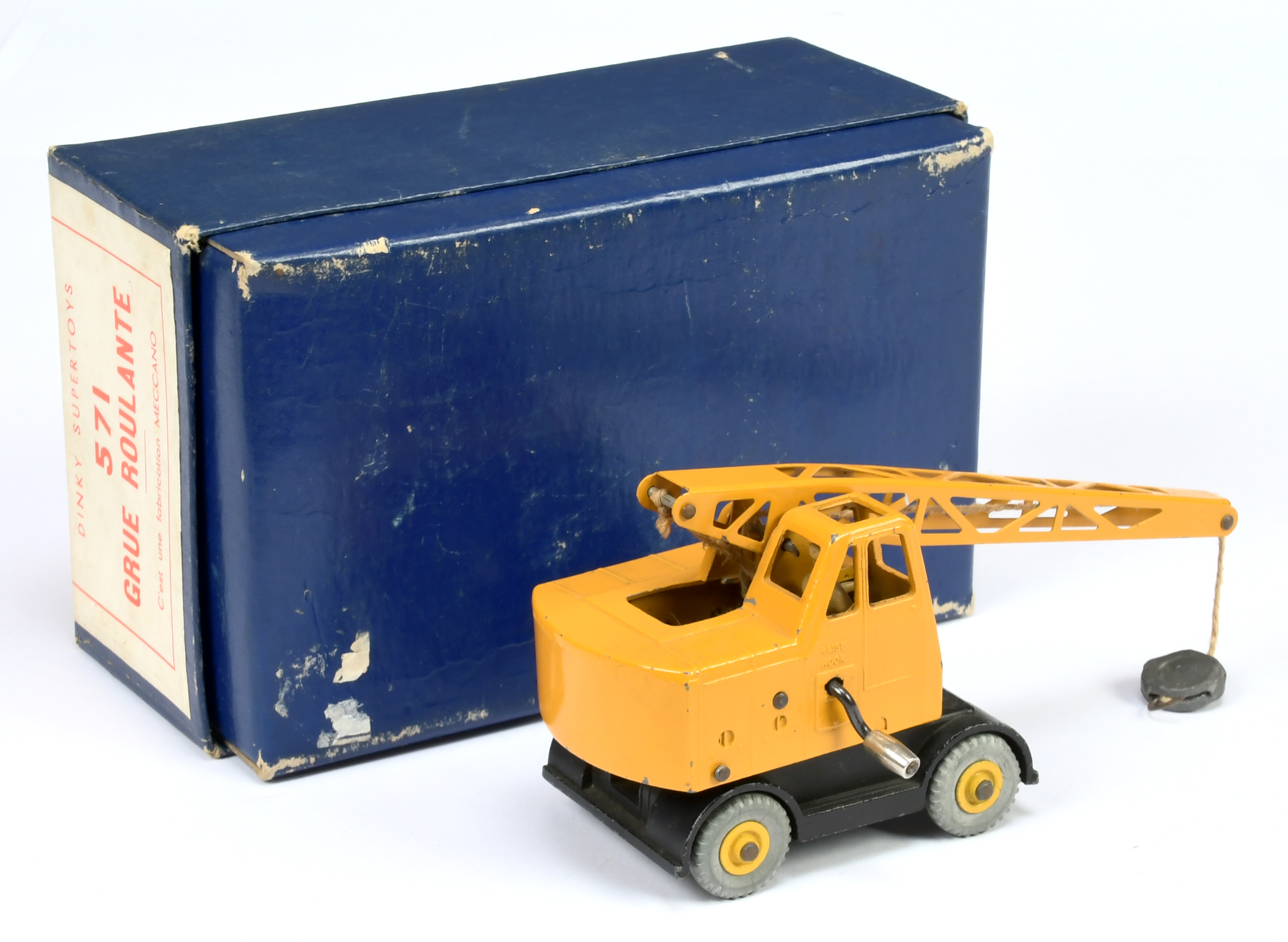 French Dinky Toys 571 Grue Roulante (Mobile crane) - Yellow including jib and supertoy hubs, blac... - Image 2 of 2