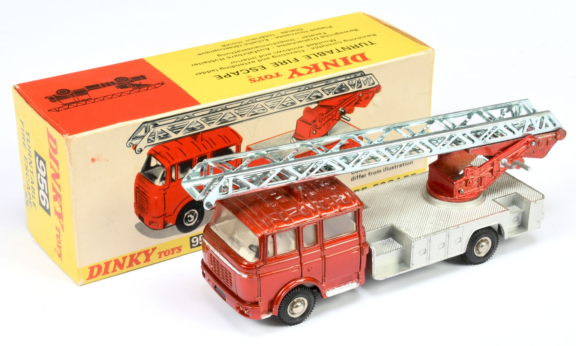 Dinky Toys 956 Turntable Fire Escape  - Metallic Red and ladder ballast, silver trim and platform...